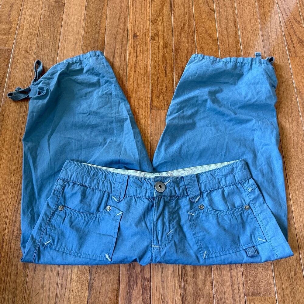 Y2K Blue Outdoors Cinch Ankle Capri Pants Sz 7 Casual Streetwear